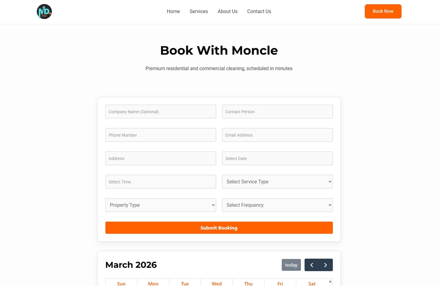 Moncle Cleaning Booking Plugin